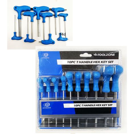 10PC HEX KEY METRIC 2-10MM T HANDLE ALLEN KEY WRENCH T BAR SET HEAVY DUTY HX027