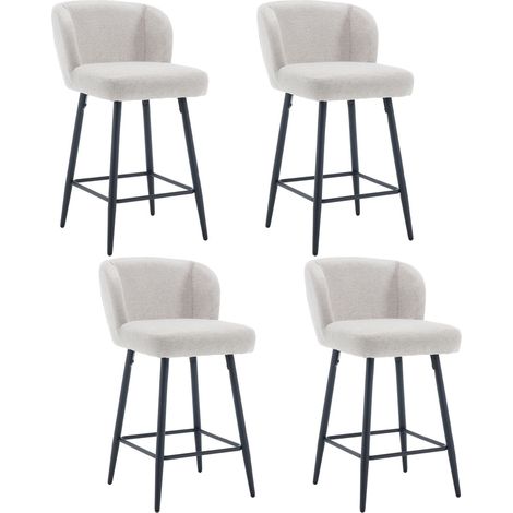 Wahson Sgabelli Bar Set di 4, Moderni Sgabelli Cucina in Tessuto Sintetica Sgabelli Alti con Gambe in Metallo per Cucina Bancone, Beige