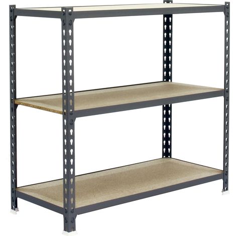Étagère Rangement et 3 Niveaux en Bois, 150 kg Capacité de Charge et Point de Flexion, 1000x900x400 mm, Étagère Charge Lourde, Étagère Garage, Gris/Bois (1/5)