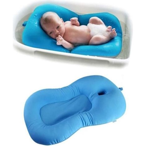 Tapis de bain bébé nouveau-né pliable bébé bain baignoire coussin chaise étagère (Blue )