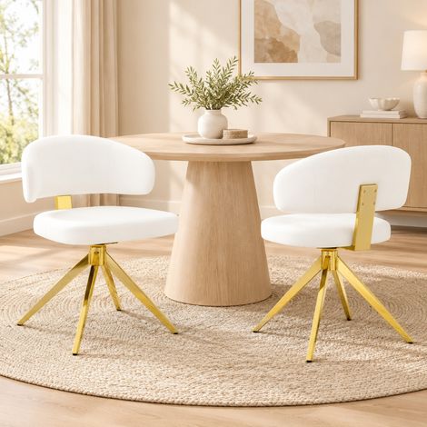 Set di 2 sedie da pranzo 45x50,5x77 cm in PU bianco stile scandinavo FloraGrace (1/5)