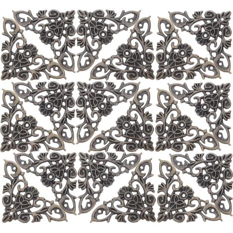 Lot de 16 équerres d'angle en métal bronze antique vintage 33 x 64 mm (1/5)