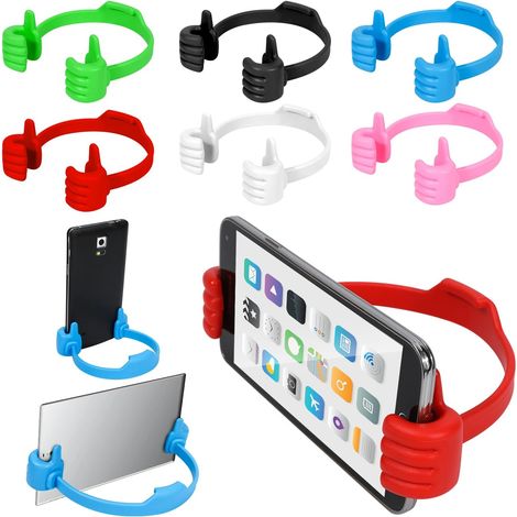 Lot de 6 supports de téléphone portable « pouce levé », supports de bureau flexibles et universels pour smartphones, pour bureau, espace de travail (6 couleurs) (1/5)