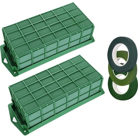 Lot de 2 cages en mousse florale pour fleurs fraîches et artificielles, support rectangulaire sec et humide avec mousse florale pour fleurs fraîches, mariage, décoration de maison et de jardin (1/5)