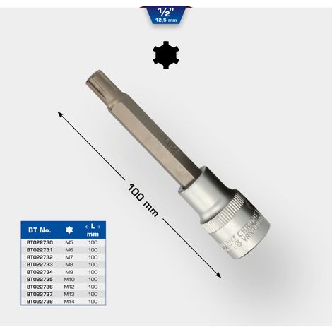 Brilliant Tools BT022732 1/2'' Bit-Schraubendreher-Einsatz, RIBE, 100mm, M7 (1/5)