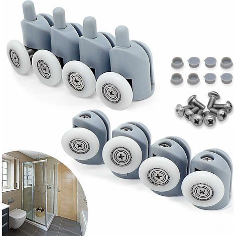 Lot de 8 Roulettes Coulissantes Porte, 23mm Galet Rouleau Roulette Roue pour Cabine Salle de Bain (1/4)