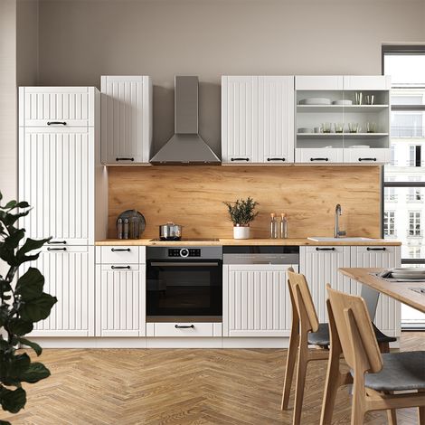 Cucina componibile Fame-Line, Casa di campagna bianca/bianco, 300 cm , PL Antracite, Vicco (1/5)