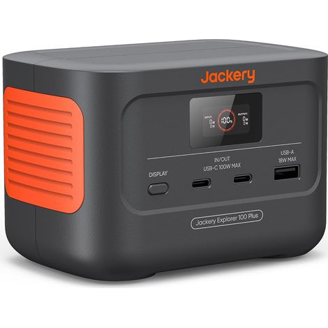 Batterie externe Jackery Explorer 100 Plus 31 Ah LiFePO 4 – Sortie USB-C 100W – Régulateur de charge – Silencieuse et sans émission (1/6)