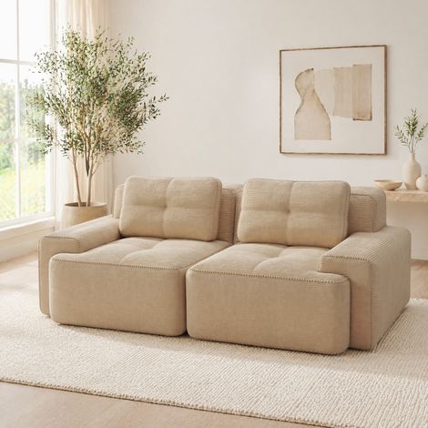 Modulares Sofa mit Tiefsitz aus Cord in Beige boneless OKMYHOME (1/5)