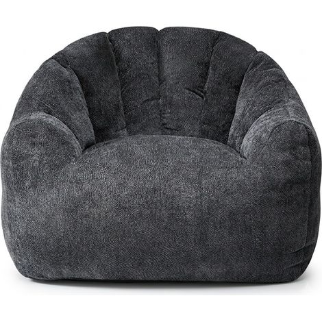 Runder Sitzsack Sessel Ergonomisch aus Flanell Breite Sitzfläche für Wohnzimmer Schwarz (1/5)