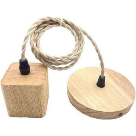 Douille de Suspension Support de Lampe Cordon Électrique et Monture de Plafonnier pour Bricolage de Luminaire en Bois avec Fil de 100cm Adapté, CarrÉ (1/4)