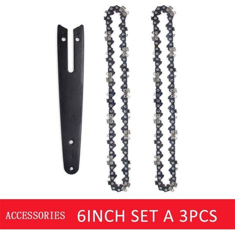 2 pezzi di catena da 6 pollici, 1 set di guide per mini sega elettrica, accessori da taglio resistenti e di alta qualità (1/4)