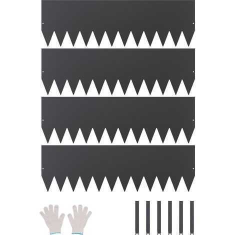 VEVOR Borde de Acero Galvanizado para Paisajismo, 1016 x 304,8 x 1,5 mm, 4 Piezas de Borde de Metal Resistente a la Oxidación, Divisor de Camino de Jardín para Parterres de Flores, Cesped, Negro