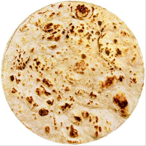 Couverture Burritos, jeté géant double face en flanelle douce et confortable (285 g/m²) à motif tortillas, idéale pour toute la famille. (Beige, 152 cm) (1/5)