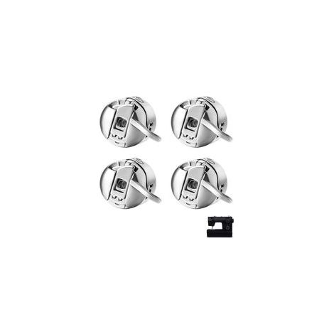 Boîtier de canette en acier inoxydable 4 pièces pour machines à coudre, boîtier de canette universel en métal à chargement frontal, classe 15, accessoire de rechange