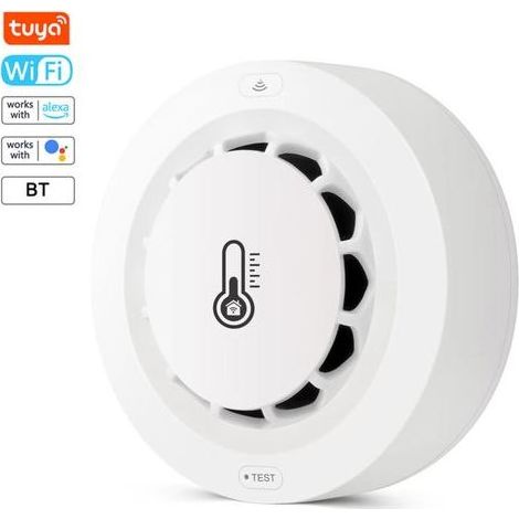 SJLERST Détecteur de fumée intelligent Tuya WiFi, capteur de température et d'humidité multifonction, prend en charge l'alarme push, fonction de liaison/partage intelligente/fonction de groupe (1/5)