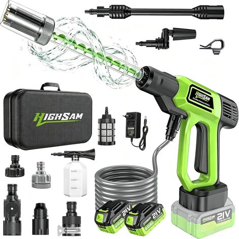 125Bar Cordless Pressure Washer with 2 x 4.0Ah Batteries, Brushless Motor, 3 Speed Mode, Pressure Washer with Pump, 5 in 1 Nozzle Swivel 180°, 5 m Hose (1/5)