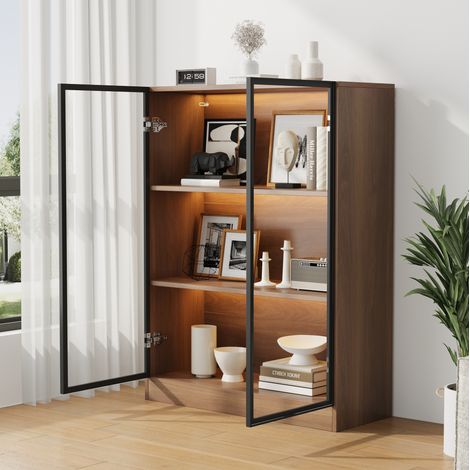 Vitrina de cristal con iluminación LED color natural 80 x 32 x 106 cm OKWISH (1/5)