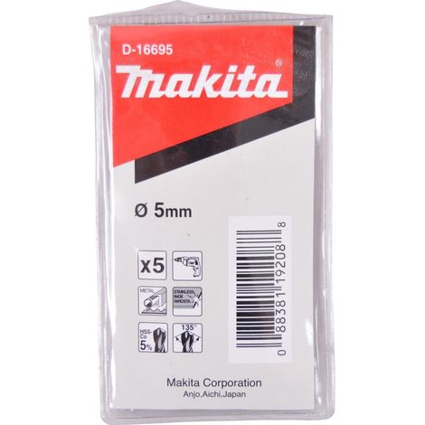 Makita HSS Co Metallbohrer, Ø 5,0 mm, Länge 86 mm, 5 Stk. (1/2)