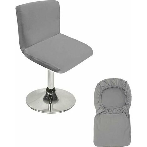 Tabouret de Bar Gris avec Housse de Dossier Extensible pour Chaise de Salle à Manger Courte pivotante (1/5)