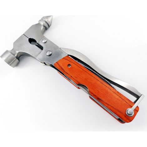 Marteau multifonction pliable en acier pour camping, randonnée, pêche - Outil polyvalent de sécurité conique (1/5)