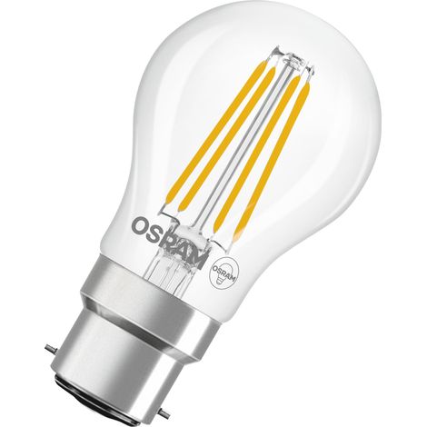 OSRAM Lampe LED  Star Globe P40 Filament, 2700 K blanc chaud, 3,4 W, B22d, transparente, 470 lm, pour luminaires de table et suspendus, salon, 15 000 h