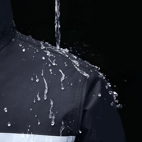 Combinaison de pluie noire polyvalente, réfléchissante, légère, imperméable, pliable et respirante, avec pantalon de pluie pour adultes XL (1/5)