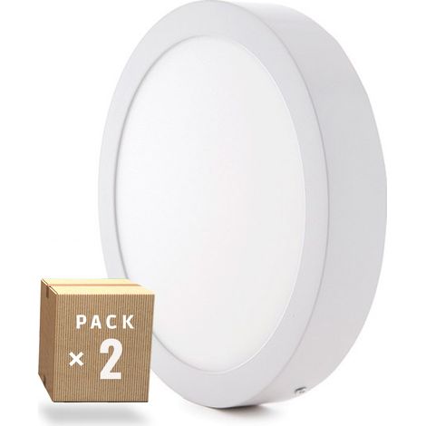 Pack 2 Plafónes LED 24W 1900Lm 6000ºK Superficie 40.000H [HO-PLAF-C-24W-CW-PK2-AP]