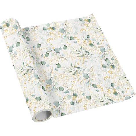 Runner da tavola in stile boho con eucalipto, per comunione, battesimo o matrimonio, 40x500 cm. (1/4)