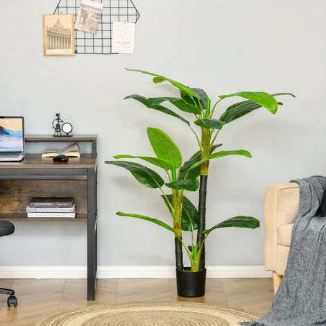 Bananier artificiel 150 cm vert avec pot de plantation noir (1/5)