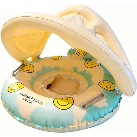 Bouée Gonflable pour Enfant avec auvent,Accessoires de Jeux d'eau Flotteur Enfant Gonflable avec auvent,pour Bain, Plage, Vacances d'été (1/5)