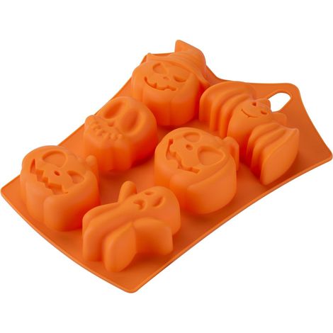 Zenker Stampo in Silicone per Mini Torte e Dolci, 6 Impronte a Tema Halloween, per Mini Torte, Cioccolato, Resistente al Calore e Gelo, Lavabile in Lavastoviglie, 23x17,5 cm (1/4)