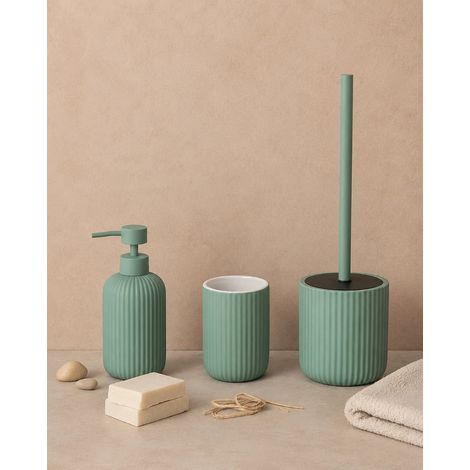 Exagonshop Set accessori bagno in ceramica verde Color 3pz