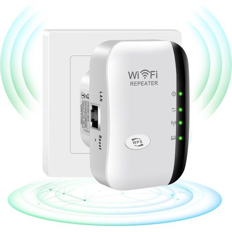 Amplificateur WiFi, Amplificateur Internet sans fil 2,4 G pour la Maison 300 Mbps Super boost Répéteur de Portée Wi-Fi Répéteur d'Amplificateur de signal WLAN, Configuration et couverture faciles,OUYL (1/5)