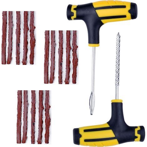 17 Piece Emergency Tire Repair Kit, Tubeless Tire Puncture Repair, Car Tire Plug Repair, with Tire Plug Glue, Spiral T-Tool and T-Tool Insert (1/5)