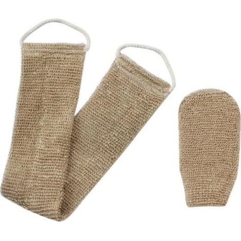 Gant exfoliant pour le dos, gants en chanvre naturel avec crin de cheval pour le dos et le corps, bain, douche, pour hommes et femmes (1/4)