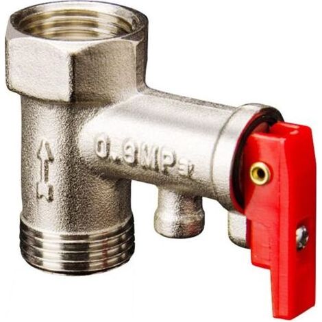 Soupape de Décharge de Pression de Chauffe-Eau,Soupape de Sécurité,Soupape de Sécurité en Laiton Nickelé,Convient pour Chauffe-Eau Electrique 0.8 MPa Rouge (1/4)