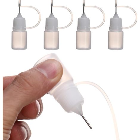 Applicateur de Bouteille Aiguille, Aiguille en Plastique, Flacon Pipette, Bouteille de Précision, pour Glue Ink Oiler