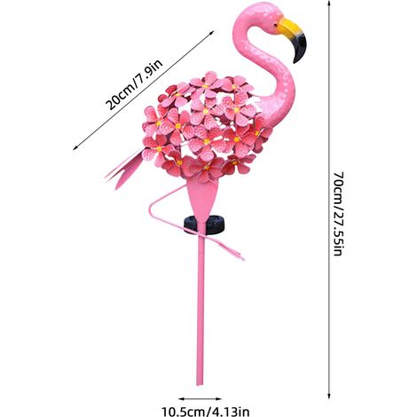 Lampes flamant rose solaires d'extérieur à piquer, flamant rose décoratif en métal, résistantes aux intempéries (1/5)