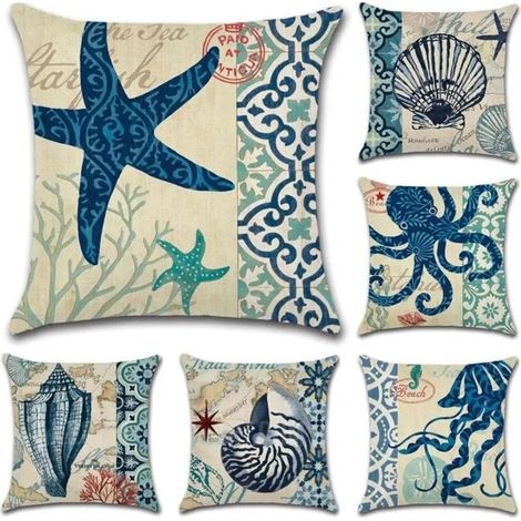 Set mit 6 dekorativen Kissenbezügen, 45 x 45 cm, für Zuhause, Sofa und Auto (1/4)