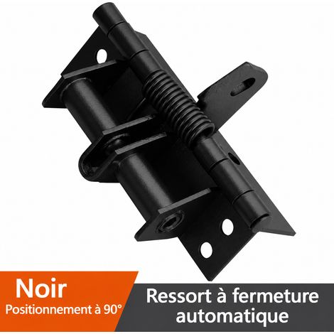 Charnière à ressort ferme-porte positionnement 90° noire avec vis 90 noir 1 × 1 × 1 cm 210 g – Livraison gratuite