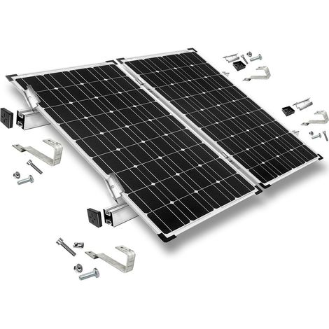 Befestigungskit mit Biberschwanz Dachhaken für Schrägdachmontage 2 Solarpanele 0% nach §12 Abs. 3 UstG