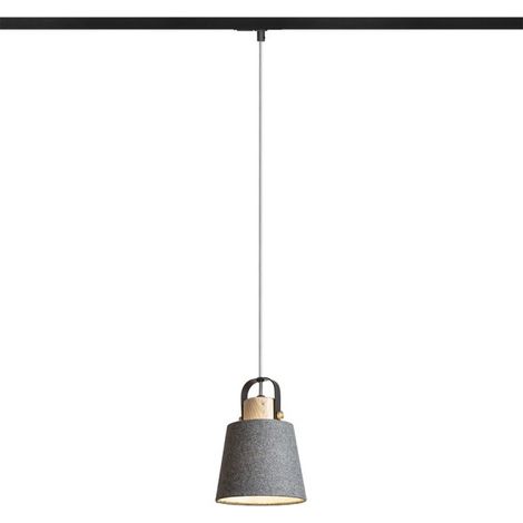 Lampadario CHOUPETTE per binario monofase grigio nerastro tessuto/legno 230V E27 15W