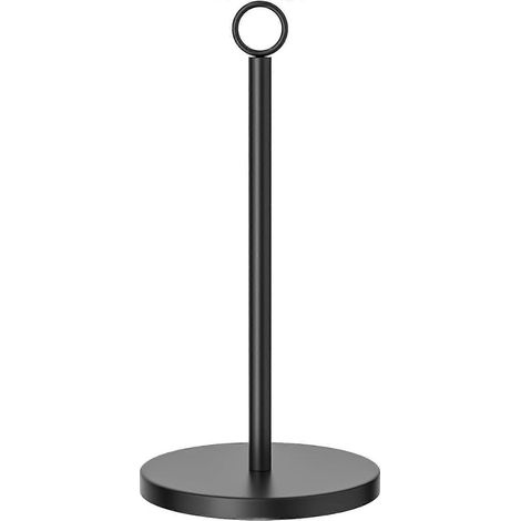 Porte-rouleau de papier essuie-tout noir à poser sur le comptoir - Support autoportant pour rouleaux de papier essuie-tout de cuisine, compatible avec la plupart des rouleaux. (1/4)