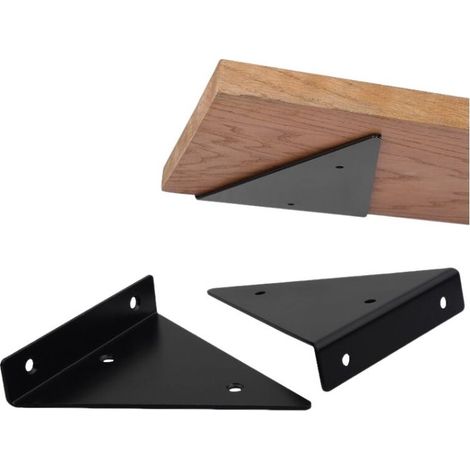 Wandregal mit unsichtbarer Befestigung, 17 cm, 2 Stück, Dreieck-Regalhalterung, unsichtbare Metall-Regalstütze – Schwarz mit 10 Schrauben (1/5)