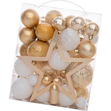 Decorazione natalizia in plastica abbinata con stella infrangibile - Oro