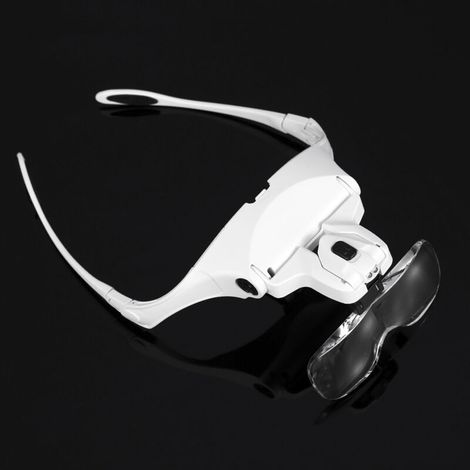 Lupa para gafas con diadema ajustable de 5 lentes (1.0X-3.5X) y 2 luces LED.