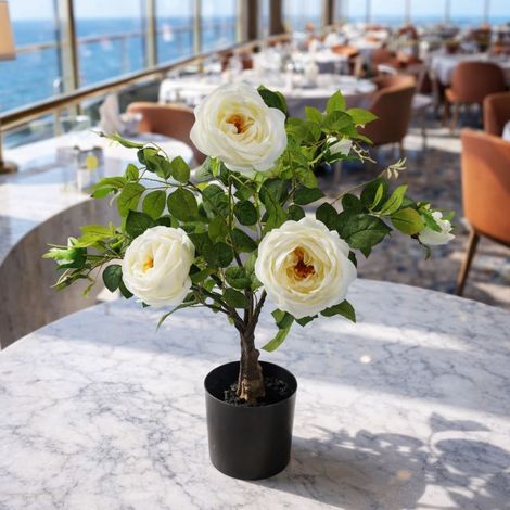 70cm White Camellia Rose Plant Artificial - Premium Quality (1/5)