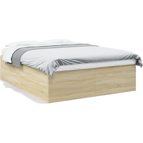 Maison Exclusive - Bettgestell Sonoma-Eiche 150x200 cm Holzwerkst (1/5)