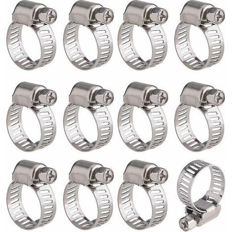 12 (10-16 Mm) Colliers De Serrage En Acier Inoxydable Galvanis Colliers De Serrage 201 Colliers De Serrage Multi-spcifications En Acier Inoxydable (1/5)